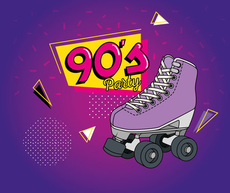 roller skate nineties art style icon illustration design