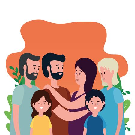 cute grandparents and family characters vector illustration designのイラスト素材