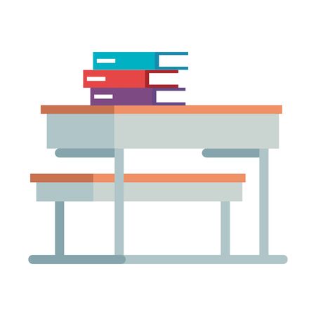 pile text books in school desk vector illustration designのイラスト素材