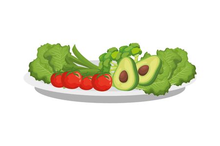 fresh and healthy vegetable with fruit isolated icon vector illustration designのイラスト素材