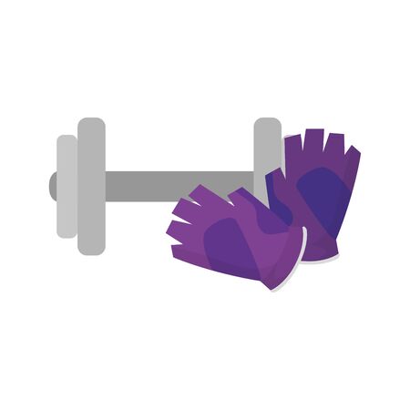 dumbbell with fingerless gloves isolated icon vector illustration designのイラスト素材