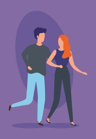 young couple avatar character icons vector illustration designのイラスト素材