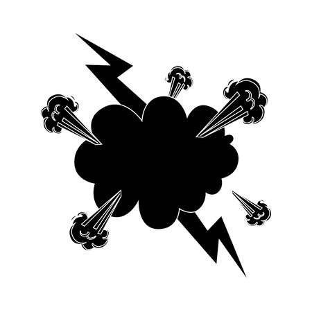 silhouette of cloud explosion with thunderbolt pop art style vector illustration designのイラスト素材