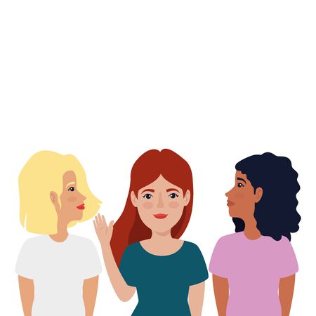 group of beautiful women avatar character icon illustration designのイラスト素材