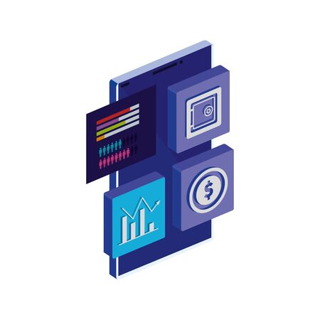 smartphone with infographic and app menu vector illustration designのイラスト素材