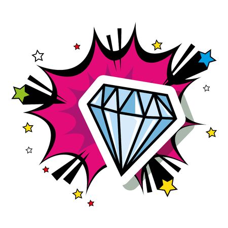 diamond with explosion pop art style icon vector illustration designのイラスト素材