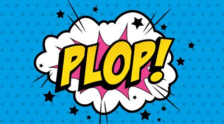 cloud with plop lettering pop art style icon vector illustration designのイラスト素材