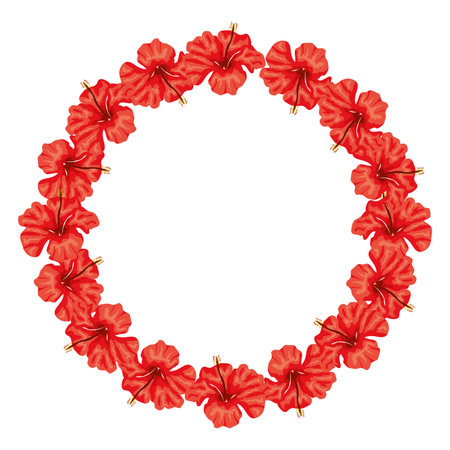 frame circular of flowers of red color vector illustration designのイラスト素材