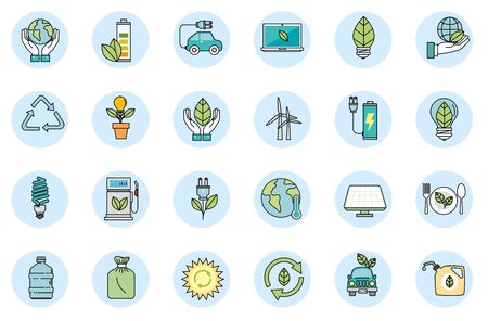 bundle of ecology friendly set icons vector illustration designのイラスト素材