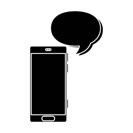 silhouette of smartphone with speech bubble vector illustration designのイラスト素材