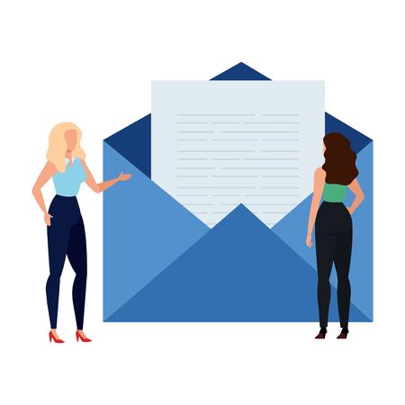 Envelope and women design, Email mail message letter marketing communication card and document theme Vector illustrationのイラスト素材