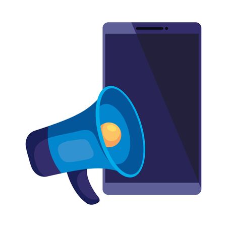 Smartphone and megaphone design, Digital technology communication social media internet web and wireless theme Vector illustrationのイラスト素材