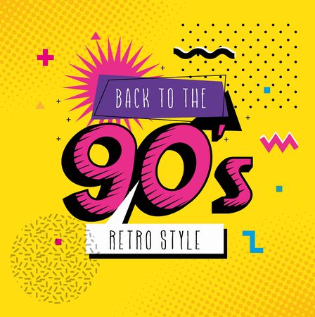 poster of back to the nineties retro style pop art vector illustration designのイラスト素材