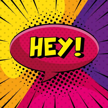 hey expression sign pop art style vector illustration designのイラスト素材