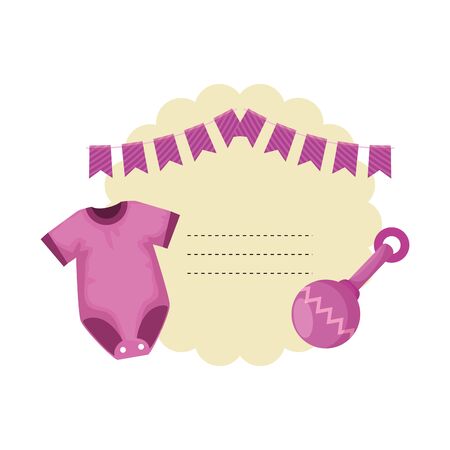 baby shower card with set accessories vector illustration designのイラスト素材