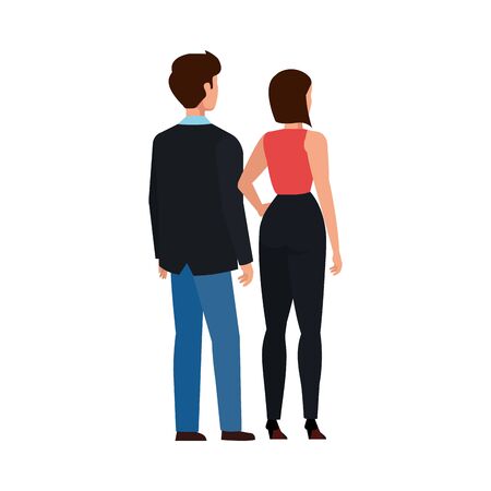back business couple elegant avatar character vector illustration designのイラスト素材