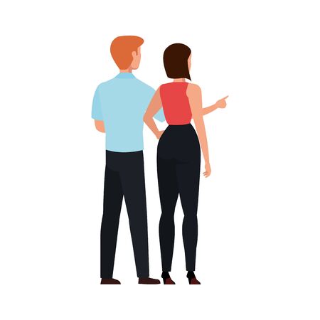 back business couple elegant avatar character vector illustration designのイラスト素材