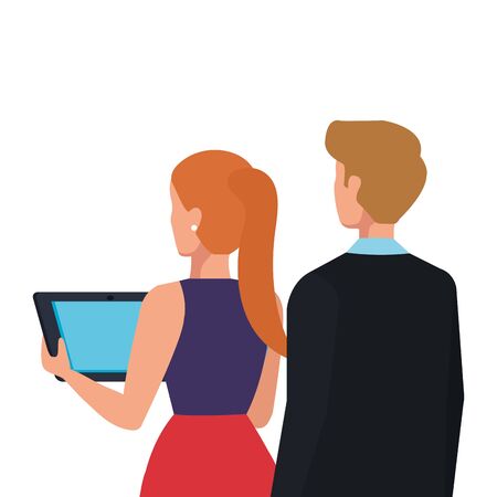 back business couple elegant avatar character vector illustration designのイラスト素材