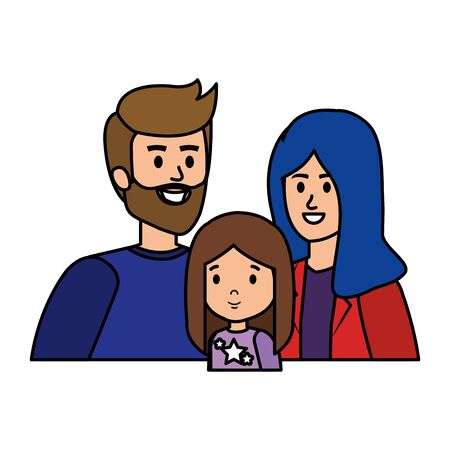 parents couple with daughter characters vector illustration designのイラスト素材