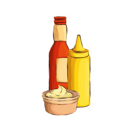 set of delicious sauces isolated icon vector illustration designのイラスト素材