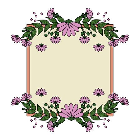 beautiful roses with leafs elegant frame vector illustration designのイラスト素材