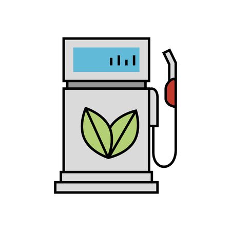 fuel station service with ecology leafs icon vector illustration designのイラスト素材
