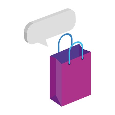 bag shopping with speech bubble isolated icon vector illustration designのイラスト素材