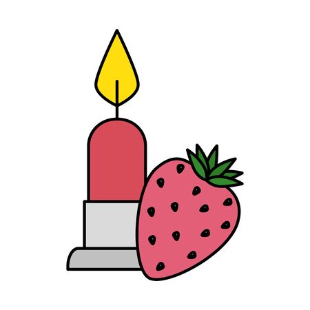 candle light with strawberry isolated icon vector illustration designのイラスト素材