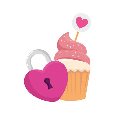 delicious cupcake with padlock isolated icon vector illustration designのイラスト素材