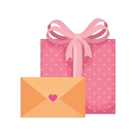 envelope with heart and gift box vector illustration designのイラスト素材
