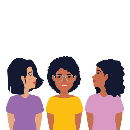 group of beautiful women avatar character icon vector illustration designのイラスト素材