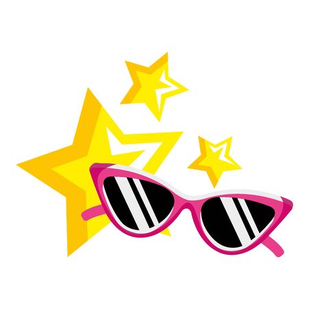 sunglasses with stars pop art style icon vector illustration designのイラスト素材