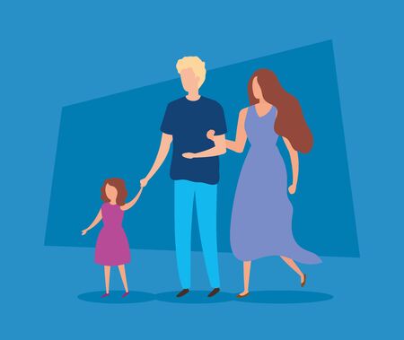 parents with daughter avatar character vector illustration designのイラスト素材