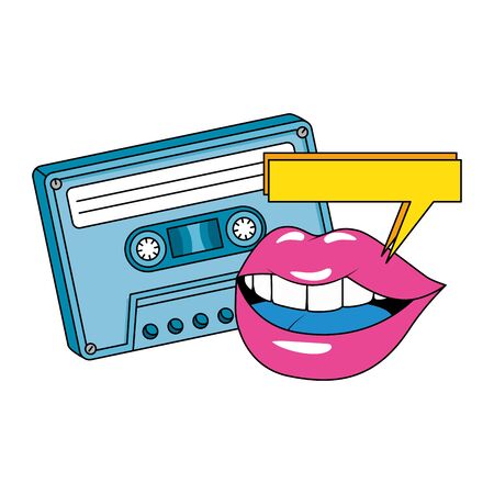 floppy with lips nineties retro style isolated icon vector illustration designのイラスト素材