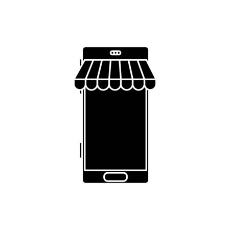 silhouette of smartphone with parasol store isolated icon vector illustration designのイラスト素材