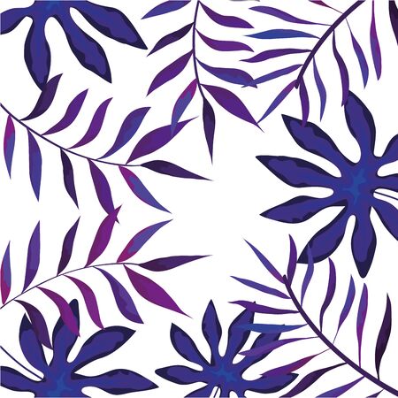 frame with branches and leafs purple colors vector illustration designのイラスト素材