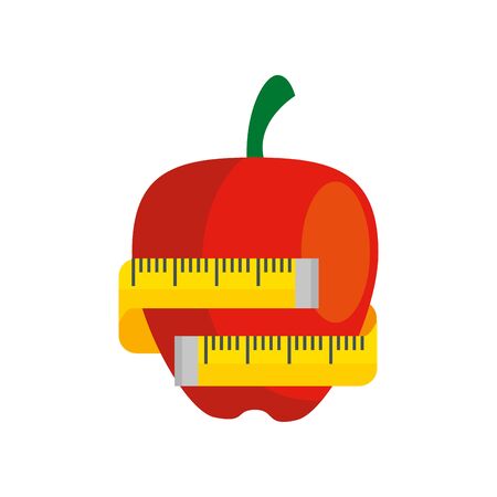 fresh apple fruit with measuring tape isolated icon vector illustration designのイラスト素材