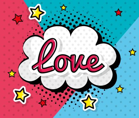 love sign in cloud pop art style icon vector illustration designのイラスト素材