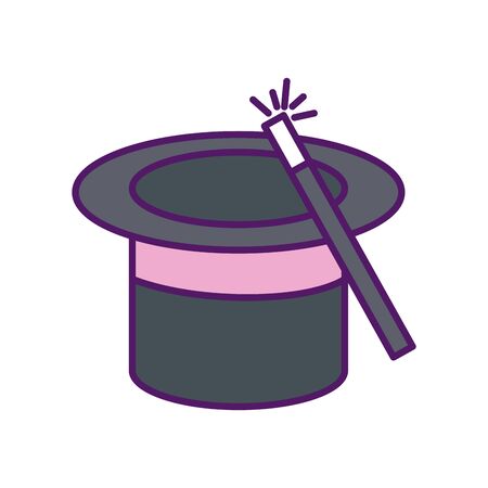 Magic hat and stick design, Party celebration event happy birthday holiday surprise anniversary and decorative theme Vector illustrationのイラスト素材