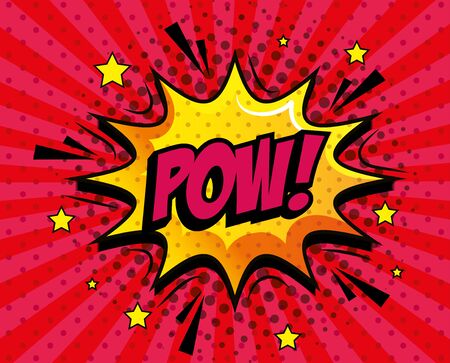 pow expression with explosion pop art style vector illustration designのイラスト素材