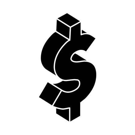 silhouette of dollar currency symbol isolated icon vector illustration designのイラスト素材