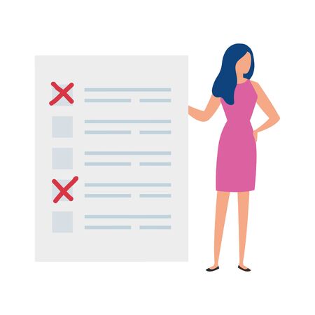 business woman with vote form isolated icon vector illustration designのイラスト素材