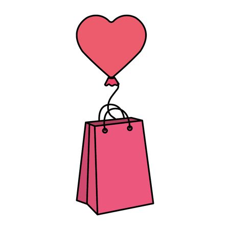 balloon helium in heart shape with bag shopping vector illustration designのイラスト素材