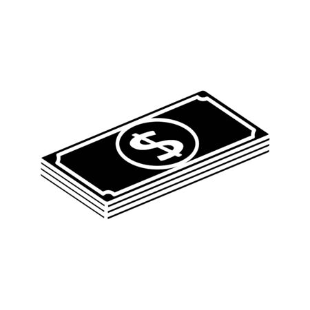 silhouette of stack bills money cash isolated icon vector illustration designのイラスト素材