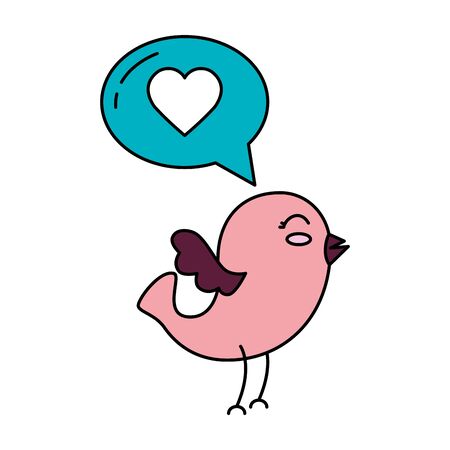 cute bird and speech bubble with heart vector illustration designのイラスト素材