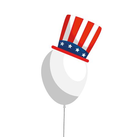 Usa balloon with hat design, United states america independence labor day nation us country and national theme Vector illustrationのイラスト素材