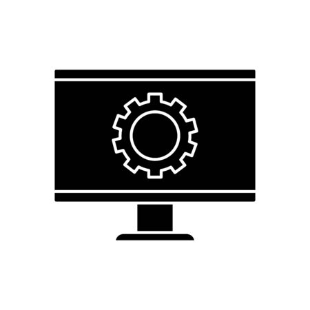Gear inside computer design, construction work repair machine part technology industry and technical theme Vector illustrationのイラスト素材