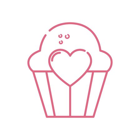Cupcake with heart design of love passion romantic valentines day wedding decoration and marriage theme Vector illustrationのイラスト素材