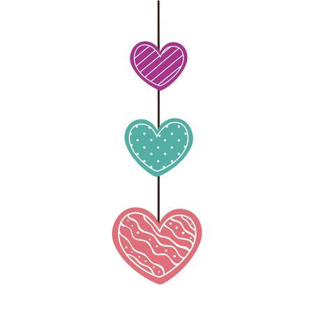 cute hearts hanging isolated icon vector illustration designのイラスト素材