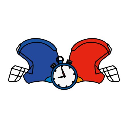 american football helmets with chronometer vector illustration designのイラスト素材